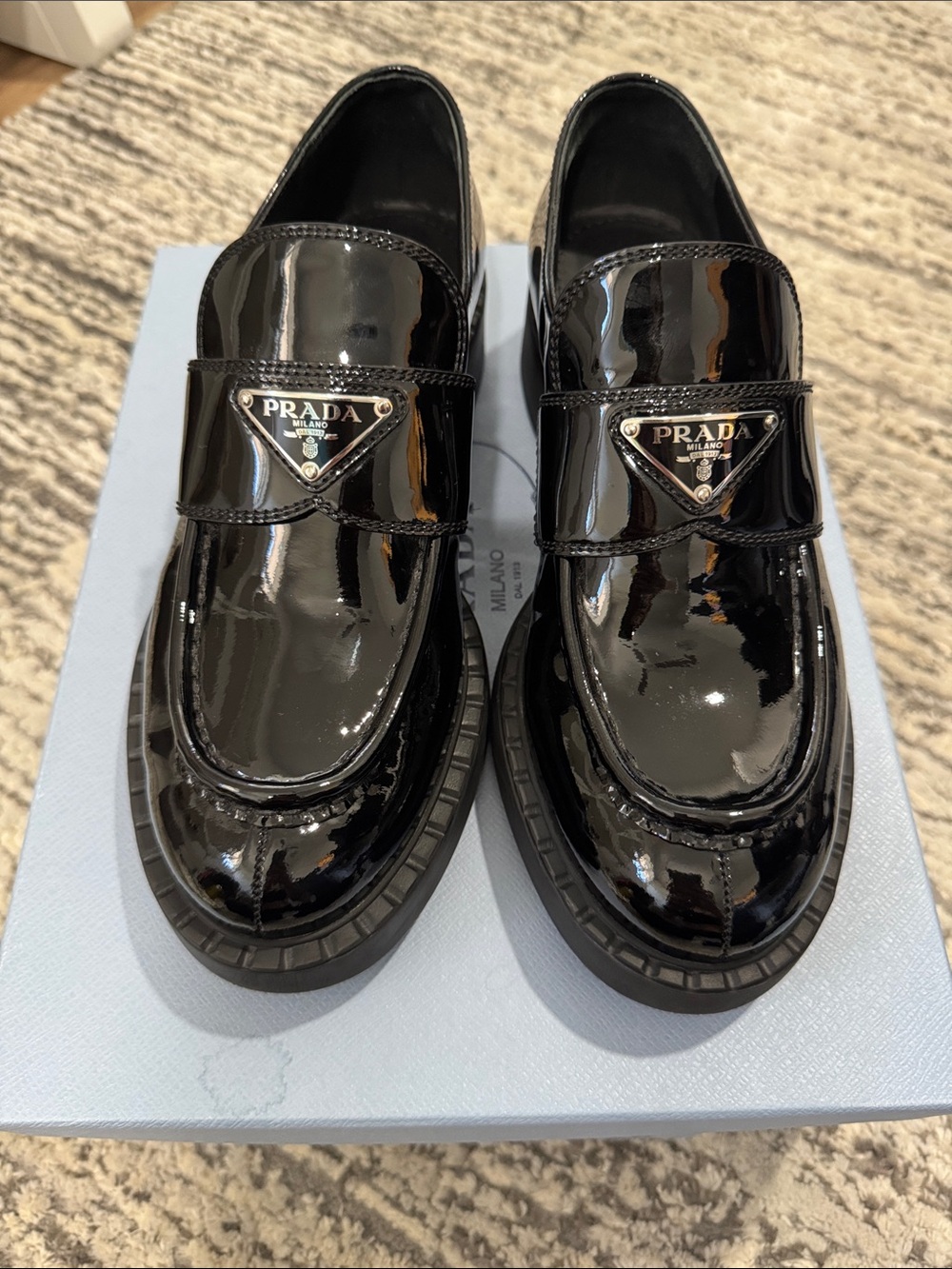 Prada Black Patent Leather Loafers